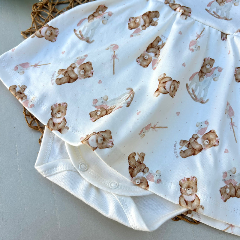 Romper Vestido Estampa Ursa Algodão Egípcio Mini&Co