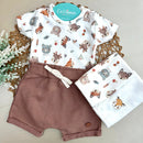 Conj Body e Short Raposa Algodão Egípcio Mini&Co