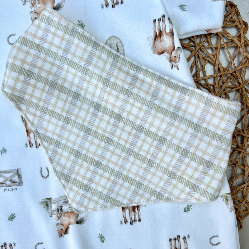 Romper Estampa Cavalo e Babador Algodão Egípcio Mini&Co