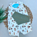 Romper Cavado Safari + Babador  Algodão Egípcio Mini&Co