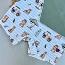 Romper Cavado Safari + Babador  Algodão Egípcio Mini&Co