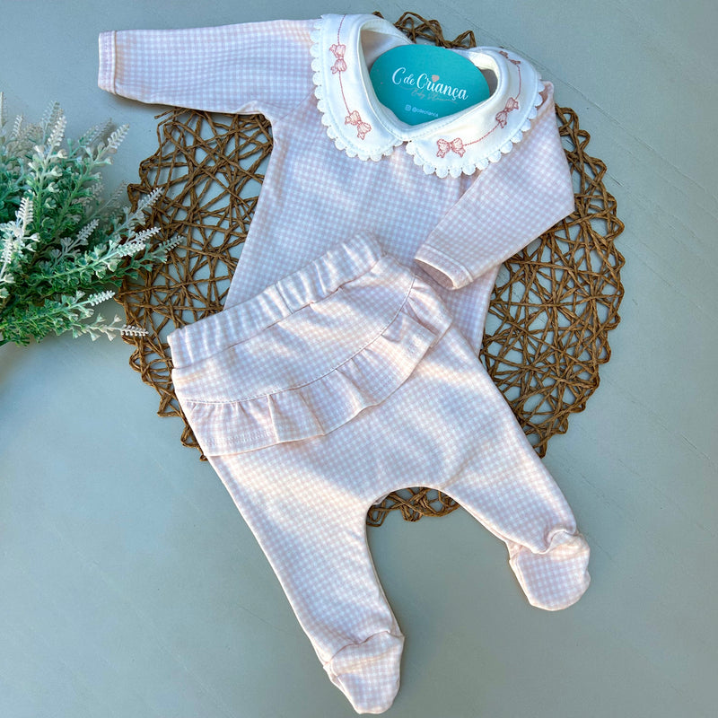 Conj Body e Mijão Gola Laço Algodão Egípcio Mini&Co