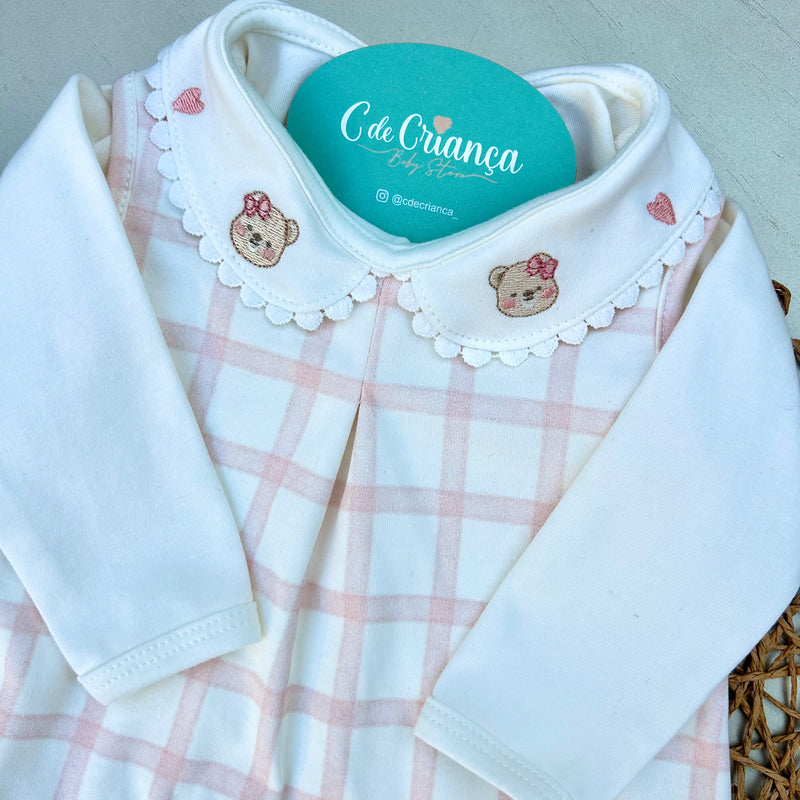 Conj Vestido e Body Manga Longa Ursa Algodão Egípcio Mini&Co