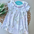 Conj Vestido e Body Manga Curta Lavanda Algodão Egípcio Mini&Co