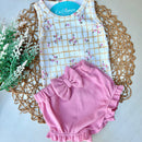 Conj Body e Short Floral Algodão Egípcio Mini&Co