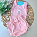 Conj Body e Short Ribana Rosa Bebê Algodão Egípcio Mini&Co