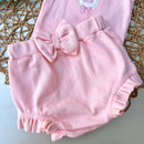 Conj Body e Short Ribana Rosa Bebê Algodão Egípcio Mini&Co