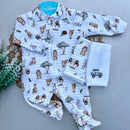 Macacão Zipér Safari Ovelha Algodão Egípcio Mini&Co