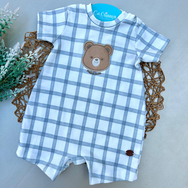 Romper xadrez Urso  Algodão Egípcio Mini&Co