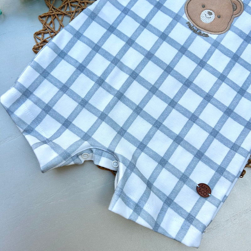 Romper xadrez Urso  Algodão Egípcio Mini&Co