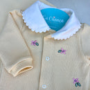 Macacão Amarelo com flores rosa e Manta Algodão Egípcio Mini&Co