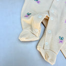 Macacão Amarelo com flores rosa e Manta Algodão Egípcio Mini&Co