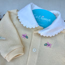 Macacão amarelo com flor rosa Algodão Egípcio Mini&Co