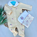 Macacão amarelo com flor rosa Algodão Egípcio Mini&Co