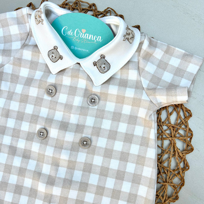 Romper Xadrez Algodão Egípcio Mini&Co