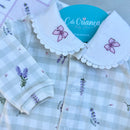 Macacão de Gola estampa lavanda e Manta Algodão Egípcio Mini&Co