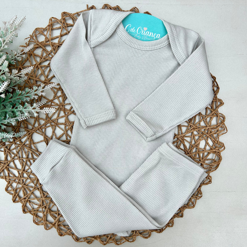 Conjunto Canelado Bege