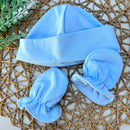 Touca e Luva Azul Bebê Algodão Egípcio Mini&Co