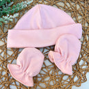 Touca e Luva Rosa Bebê Algodão Egípcio Mini&Co