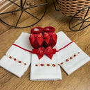 Kit Pano de Boca e Sapatinho Com Faixa Rococó Vermelho