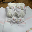 Kit Pano de Boca e Sapatinho Com Faixa Rococó Rosa