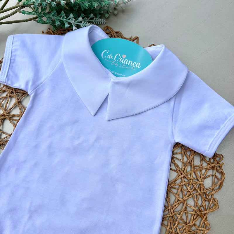 Body Branco Manga Curta - Gola V