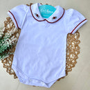 Body Branco Manga Curta -Rococó vermelho