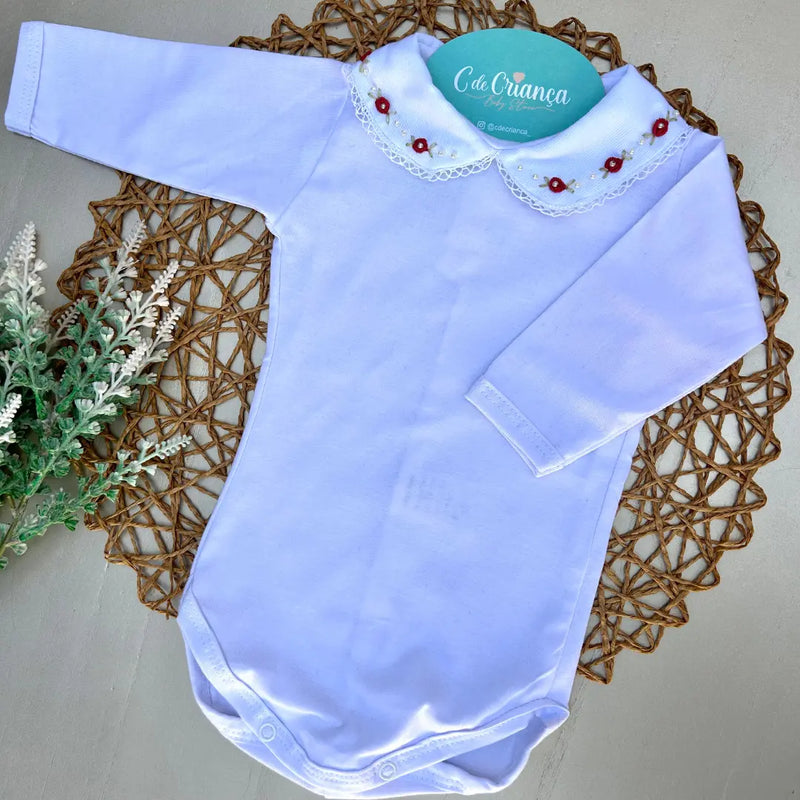 Body Branco - Rococó Vermelho