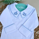 Body Branco Manga Virada - Cavalo Azul Bebê