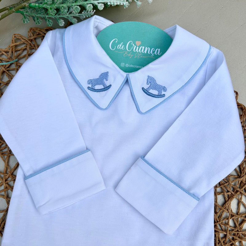 Body Branco Manga Virada - Cavalo Azul Bêbe