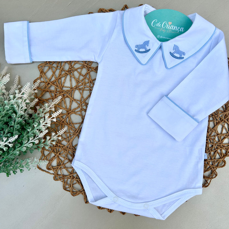 Body Branco Manga Virada - Cavalo Azul Bêbe