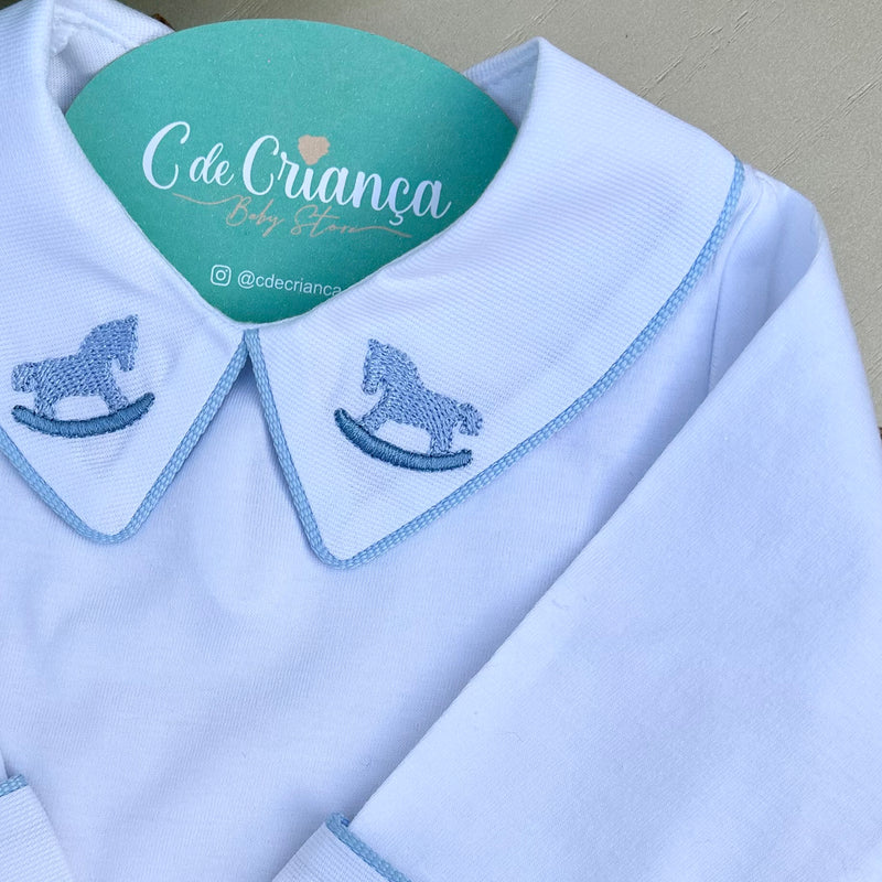 Body Branco Manga Virada - Cavalo Azul Bêbe