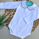 Body Branco - Bordado Flor Rosê