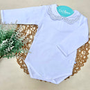 Body Branco - Bordado Flor Branca