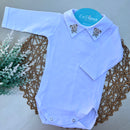 Body Branco - Urso Gravata Verde Maré