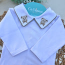 Body Branco - Urso Gravata Marrom