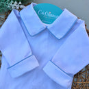 Body Branco - Viés Azul Bebê