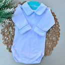 Body Branco - Viés Azul Bebê