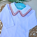 Body Branco - Gola detalhes em vermelho