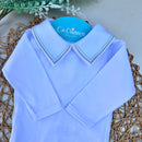 Body Branco - Gola Detalhes Azul bebê e Dourado