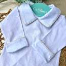 Body Branco - Viés Amarelo Punho Virado