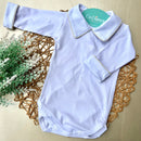 Body Branco - Viés Amarelo Punho Virado