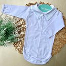 Body Branco - Detalhe Azul Bebê