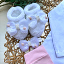 Conj Body Flor Rosa, Mijão Rosa e Sapatinho com Faixa