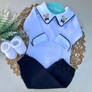 Conj Body Urso Gravata Marinho a e Mijão e Sapatinho