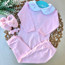 Conj Body, Mijão Rosa e Sapatinho com Faixa