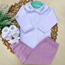 Conj Body Rococó Lilás, Mijão Lilás e Sapatinho com Faixa