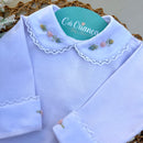 Conj Body Rococó Colorido, Mijão Amarelo Bebê e Sapatinho com Rococó