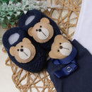 Conj Body, Mijão Azul Marinho e Sapatinho com prendedor de chupeta- Urso