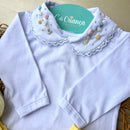 Conj Body Rococó Colorido; Mijão Amarelo e Sapatinho com rococó Amarelo